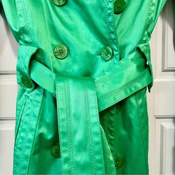 Jessica Simpson Green Double Breasted Trench Coat Belted Unique Piece XS - Picture 6 of 16